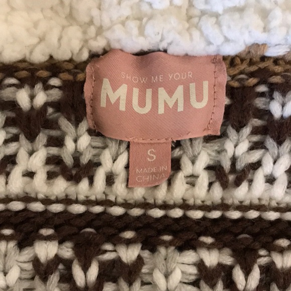 Show me your mumu sweater women S multicolor Sun Valley fair isle faux Sherpa - Picture 3 of 11